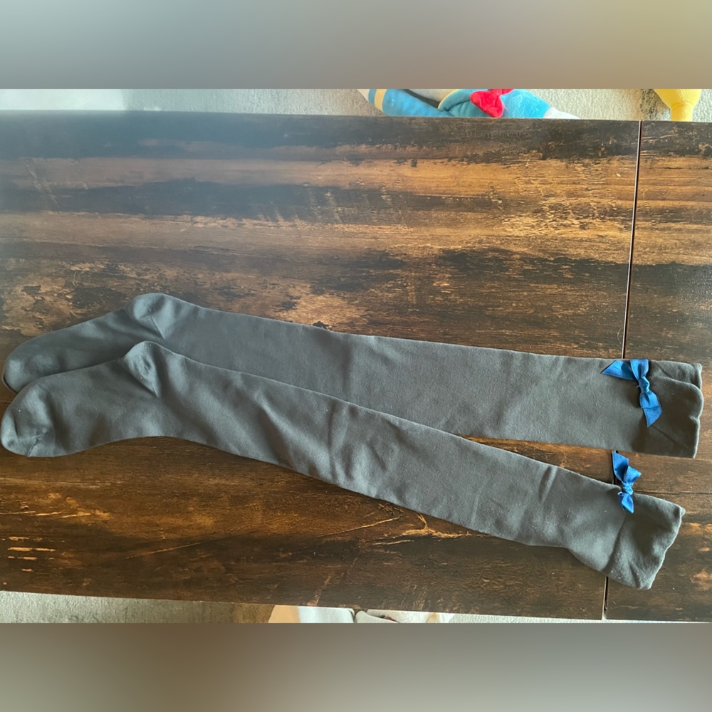 TutuAnna Dark Gray Over-knee Socks with Bow-tie Detail, US Size 6-9